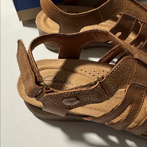 Clarks Sandals Womens 6 Brown Leather April Belle - Picture 2 of 6